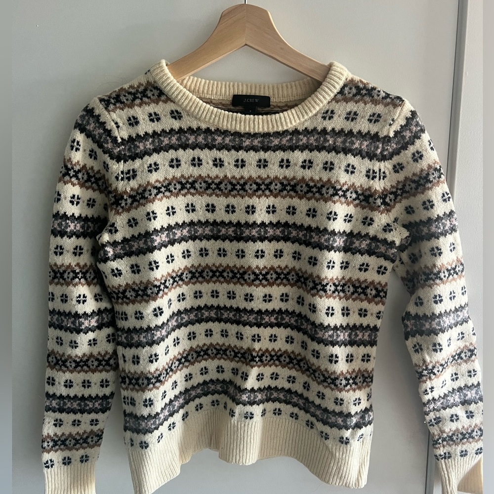 J. Crew Cream Fair Isle Sweater
